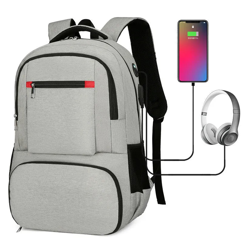 Light grey Oxford cloth picnic backpack with curved shoulder straps showing insulated compartments