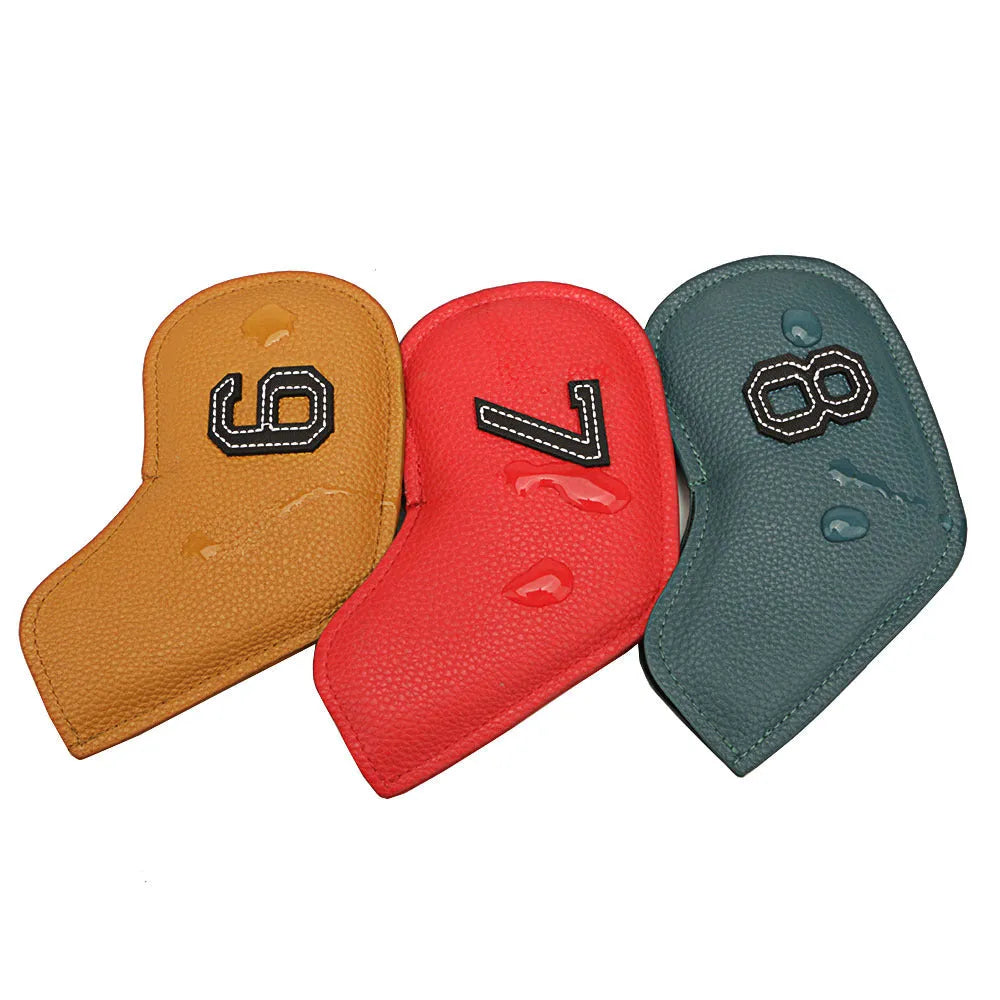Digital printed golf club head cover set of 10 pieces in varied colours for club protection