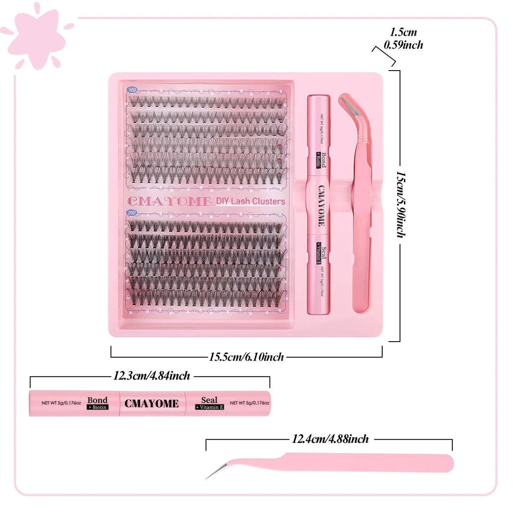 DIY single cluster individual false eyelashes set with natural thick mixed split type style