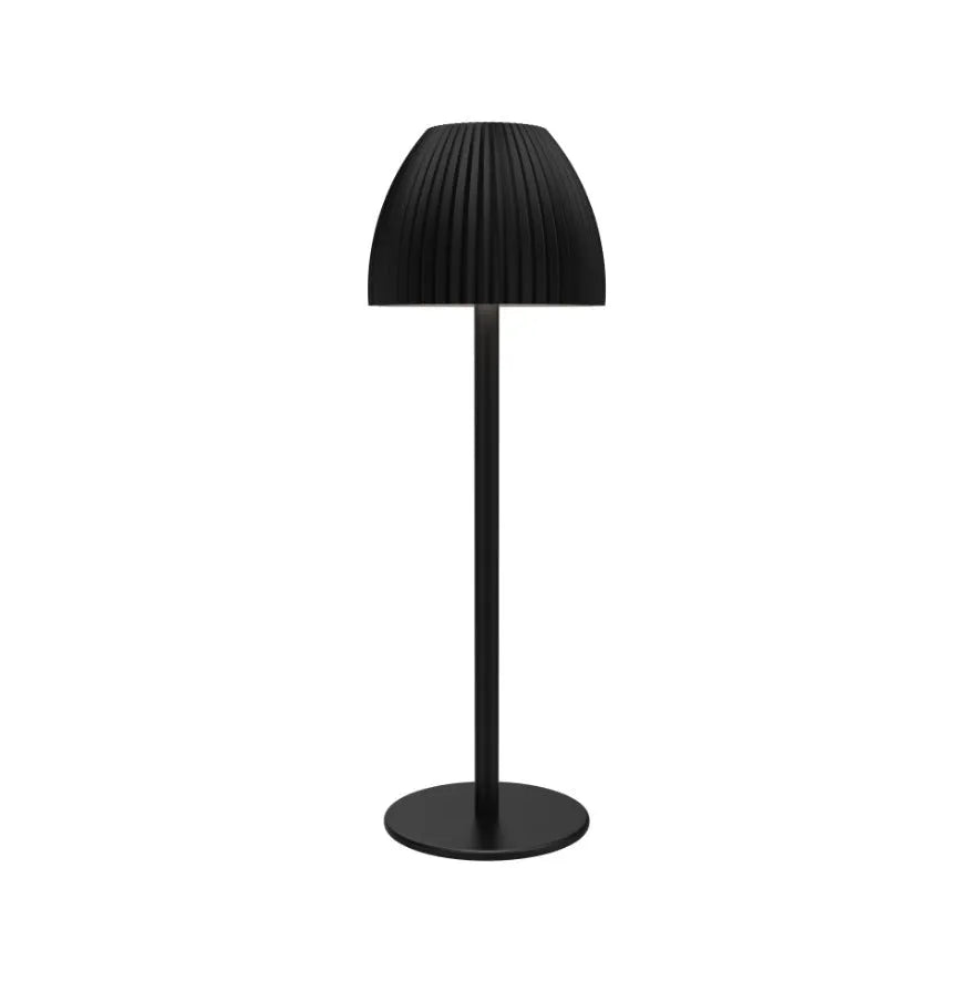 Modern dimmable bedside night lamp with thin round base in black or white finish