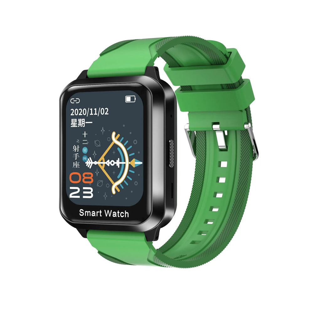 Smart bracelet with split screen display showing Bluetooth calling interface on black silicone wristband