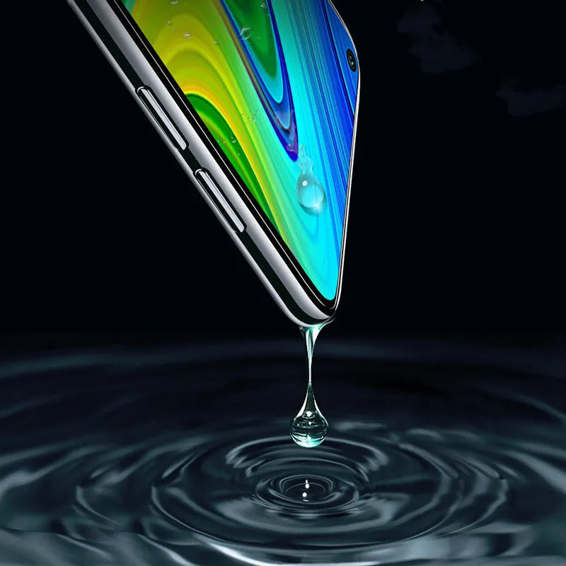 Tempered glass screen protector for Xiaomi smartphones showing high-definition clarity and anti-scratch surface