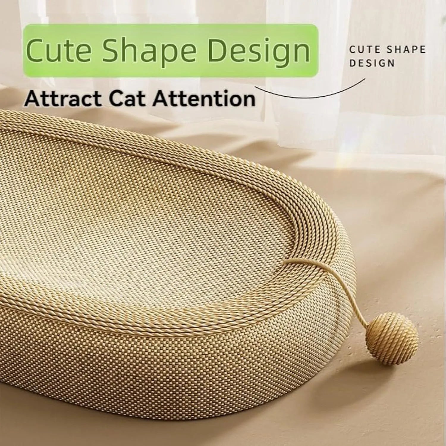 Ultra large natural sisal cat scratching board with integrated lounging platform in L or XL sizes
