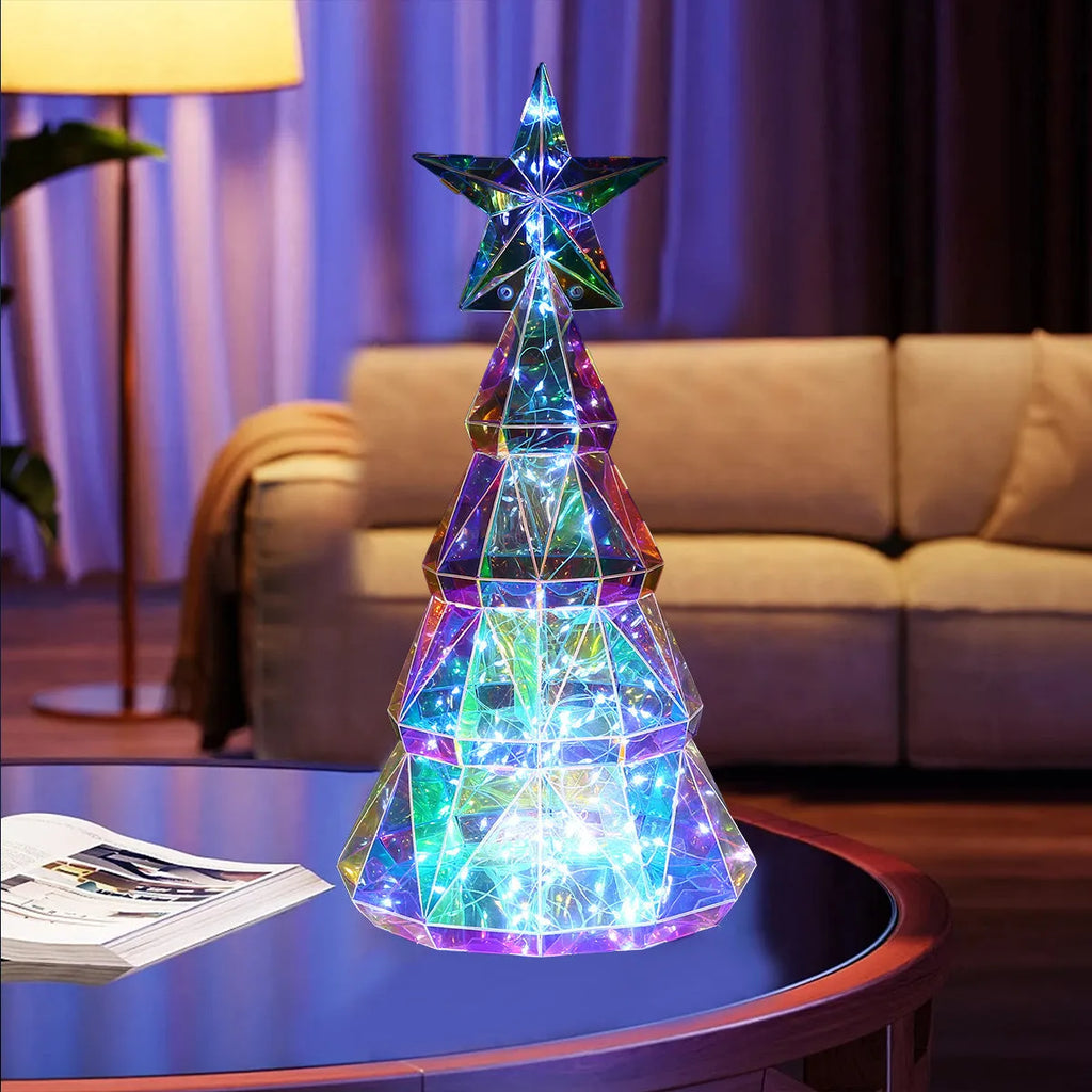 Colourful cartoon-style PET plastic Christmas tree light decoration measuring 20cm tall