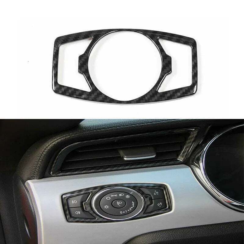 Carbon fibre pattern ABS overlay sticker for Ford F150 Raptor Wild Horse 2015-2019 headlight control panel