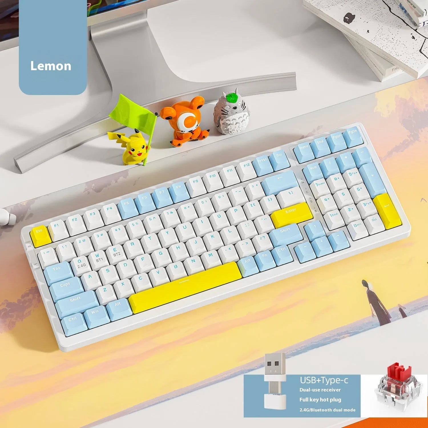 Free Wolf K96 Bluetooth dual-mode mechanical keyboard with Cherry MX Red switches in ABS housing