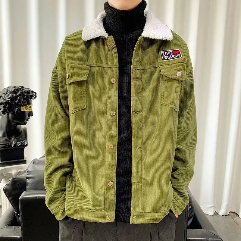 Men's corduroy workwear jacket in loose fit with regular length and solid colour options