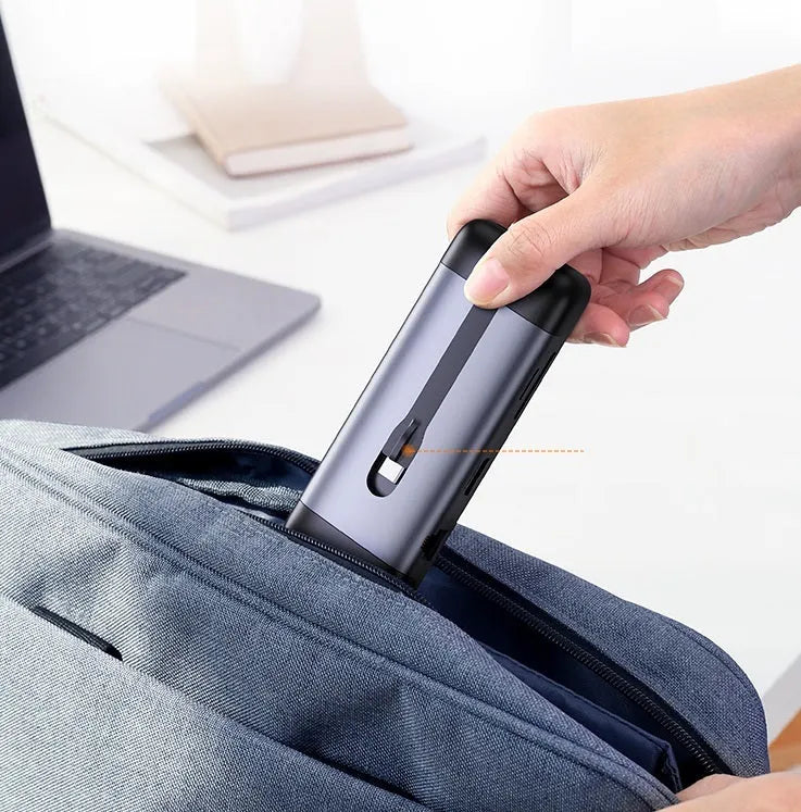 USB C docking station expansion hub with multiple ports including HDMI, USB 3.0, and a 9cm attached cable