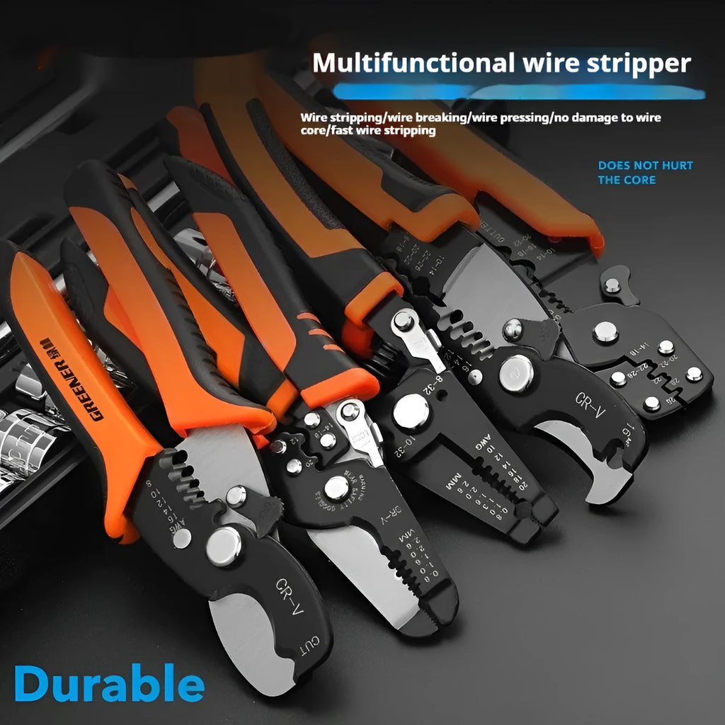Fully automatic wire stripping pliers tool with high carbon steel blade