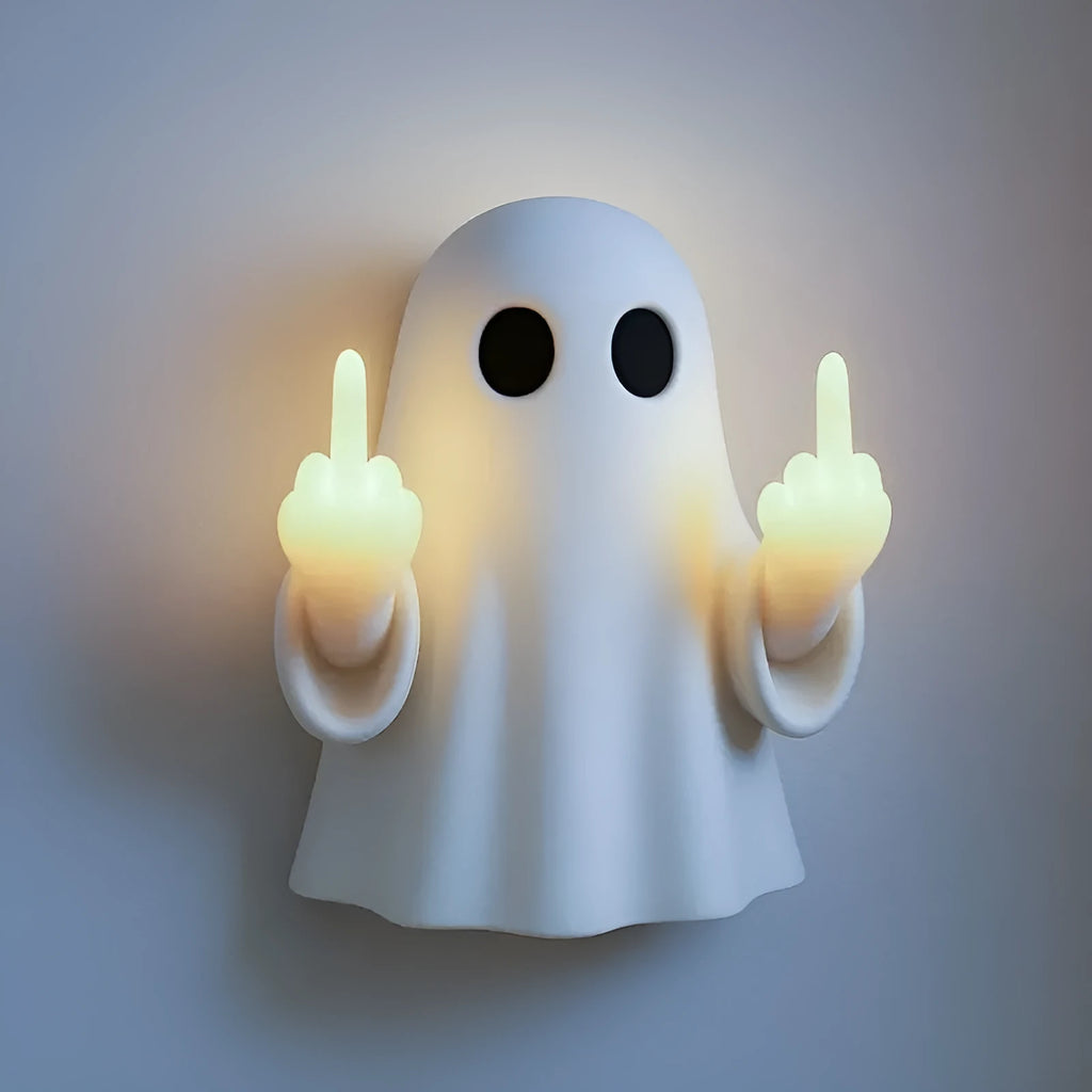 Plastic ghost statue night lamp Halloween decoration in white or black colour options