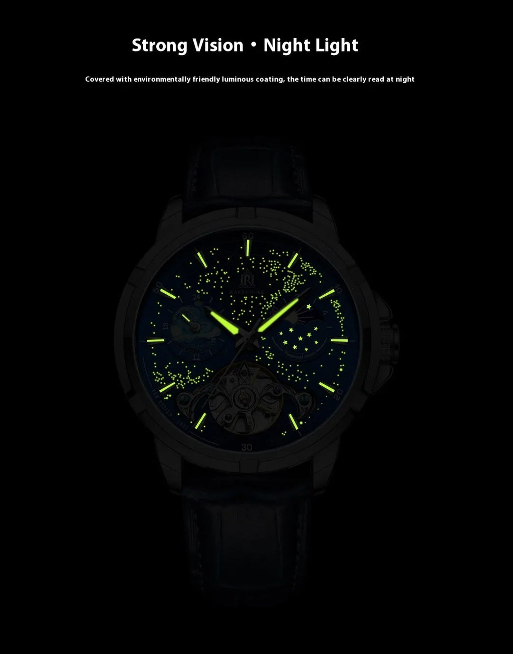 Men's automatic mechanical watch with blue dial and analogue display