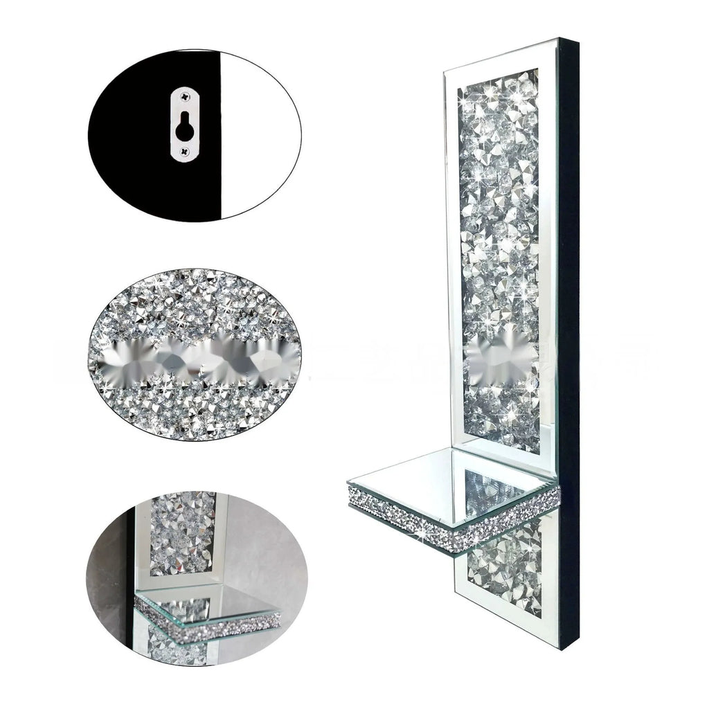 Pair of silver glass wall candlesticks with modern minimalist design