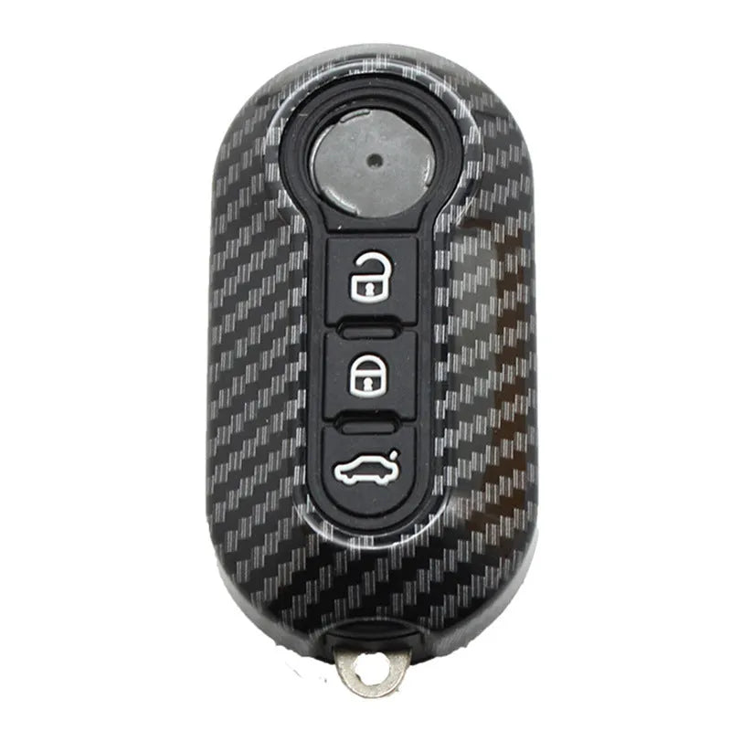 Fiat car remote key shell replacement case in black, dark blue and red colours made from ABS plastic.