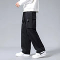 Boys cargo pants with drawstring waist and large side pockets in polyester fabric