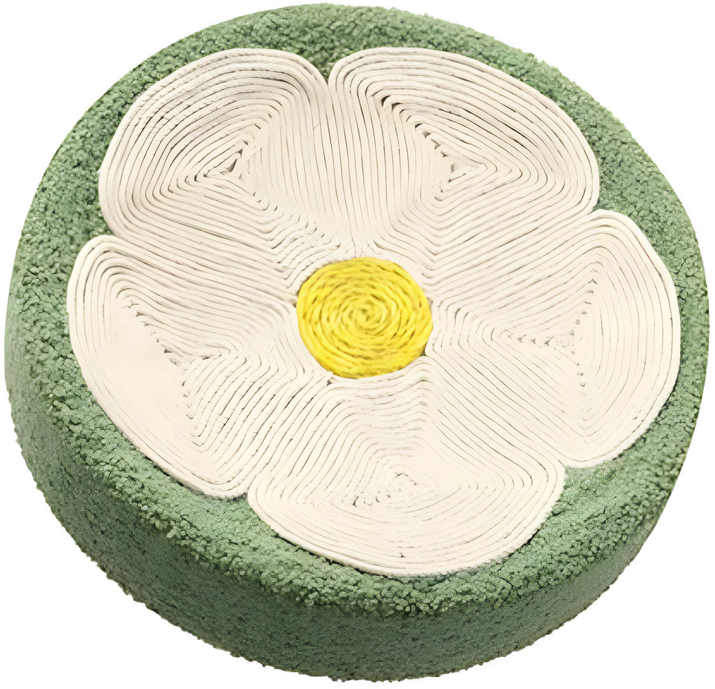 Green round bowl cat scratcher lounge bed with sisal scratching surfaces measuring 39cm diameter