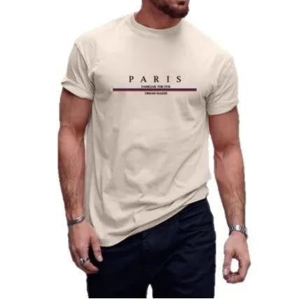 Men's printed cotton T-shirt in loose fit with short sleeves showing letter design