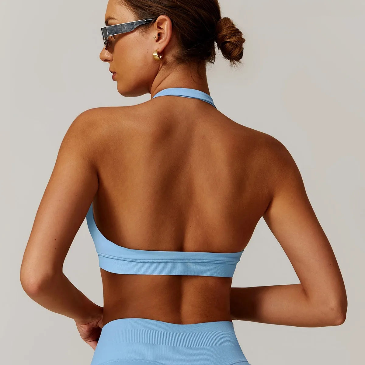 Women's halter yoga bra with removable pads in five colour options