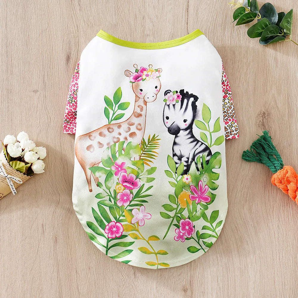 Printed casual polyester t-shirt for a small dog, showing one of six available colour designs.