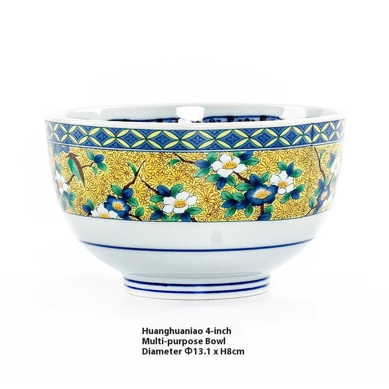 Japanese style retro ceramic 4-inch bowls with floral patterns