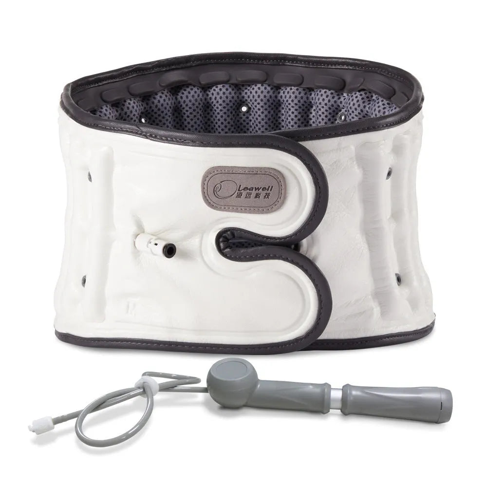 Lumbar waist supporter with automatic inflation feature in sizes S and M for back pain relief