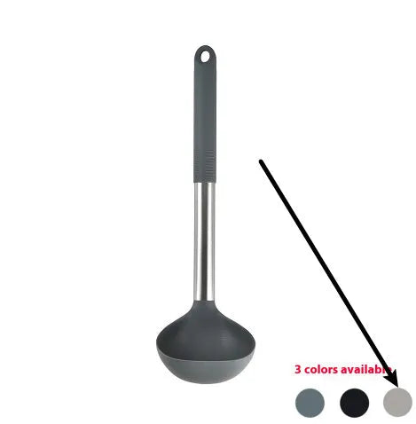 12 piece silicone kitchenware set with rotating storage bucket including ladle spatula and food clip in black