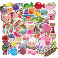 Colourful Candy series graffiti sticker sheets showing cute cartoon designs in graffiti patterns