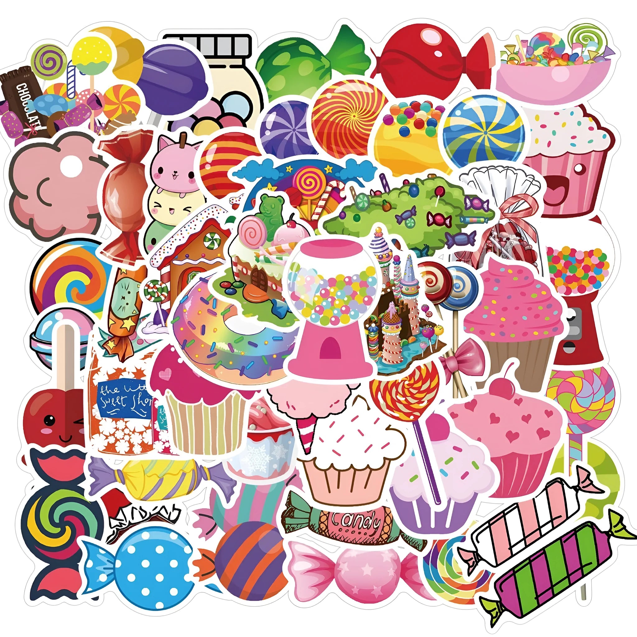 Colourful Candy series graffiti sticker sheets showing cute cartoon designs in graffiti patterns
