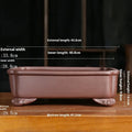 Rectangular purple sand bonsai planter with antique manger design and corner cutting