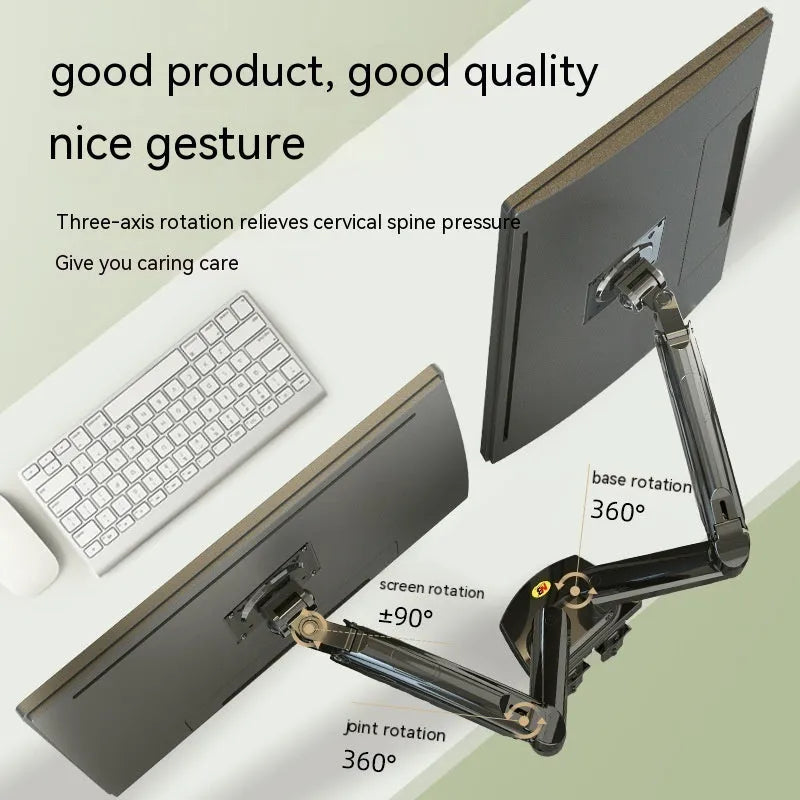 Aluminium alloy dual screen monitor bracket with VESA 75-100mm mounting compatibility