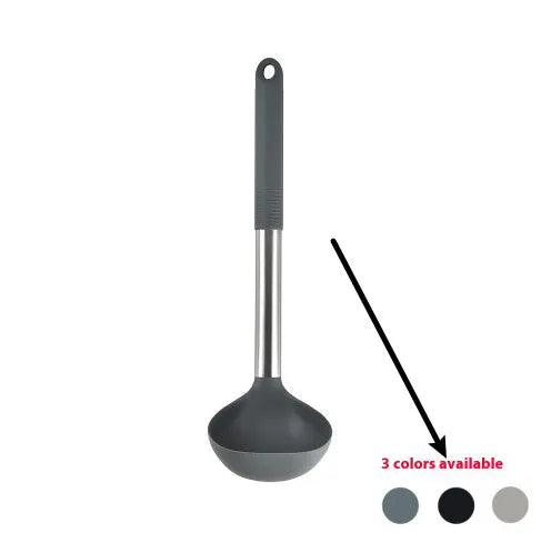 12 piece silicone kitchenware set with rotating storage bucket including ladle spatula and food clip in black