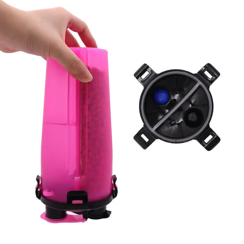 Portable 2-in-1 pet water and food cup in multiple colours with water and food compartments