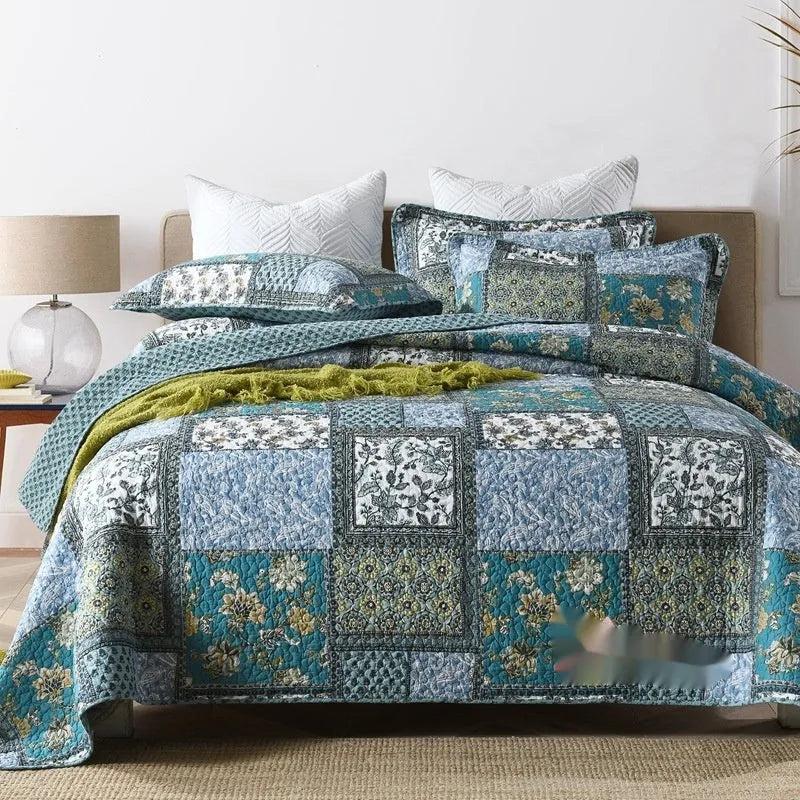 Pure cotton quilt cover set with printed pattern including bed cover and two pillowcases for 1.5-1.8 metre beds