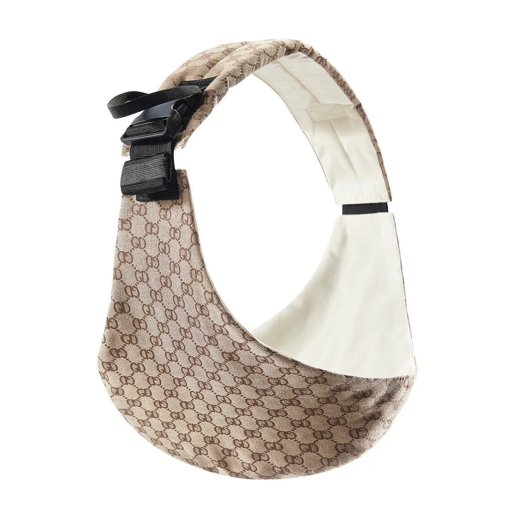 Portable front holding baby strap in polyester with 20kg maximum load, shown in leopard print and other colour options