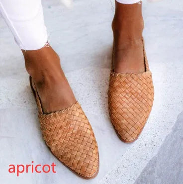 Women's flat sandals with an adjustable buckle strap and pointed toe in a selection of colours.