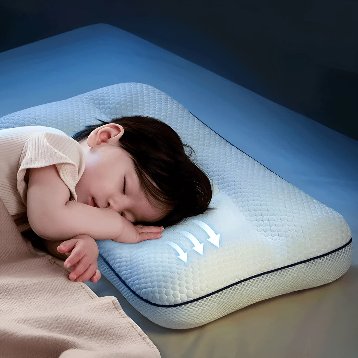 Children's partition neck pillow with dual-sided antibacterial protection for toddlers 1-6 years old