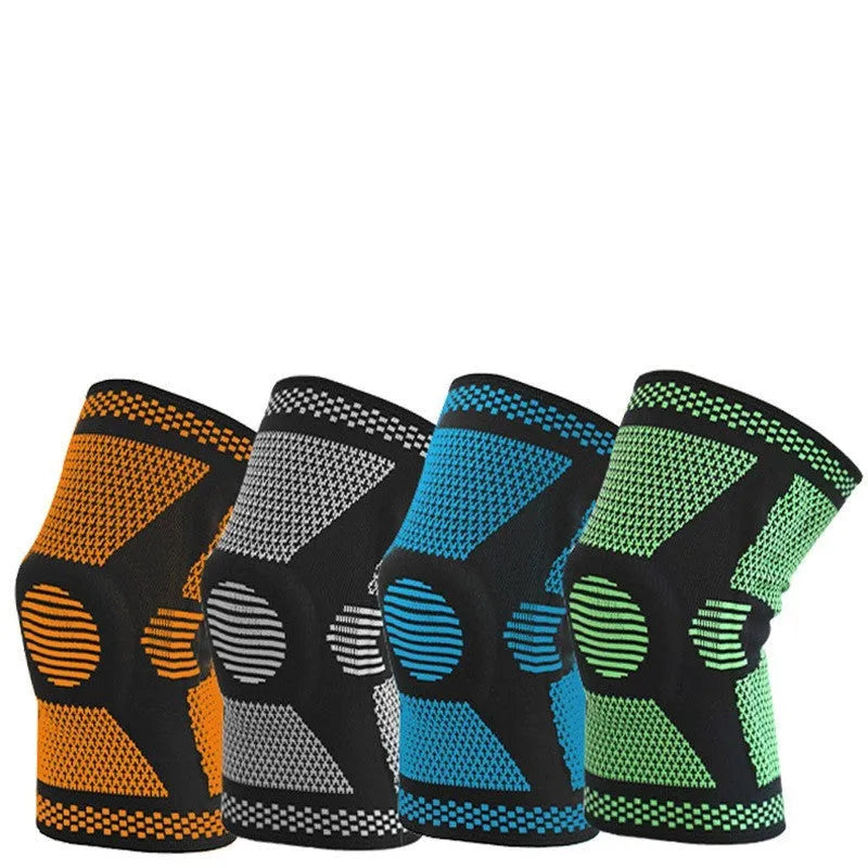 Polyamide sports knee pads with silicone spring cushioning in L size for 42-47cm leg circumference