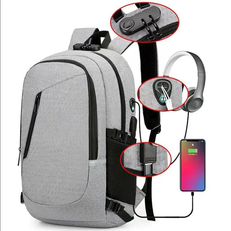 Oxford cloth computer backpack in solid colour with street trend style design