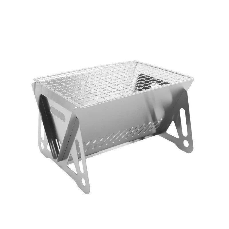 Outdoor folding stainless steel barbecue oven with large grill plate and storage bag