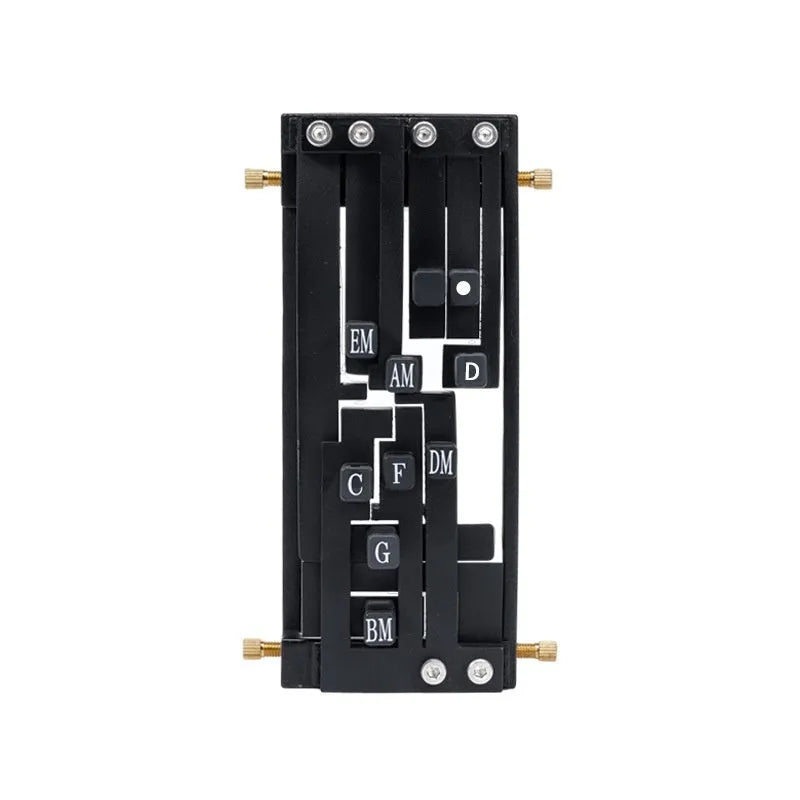 Black automatic guitar chord device for folk playing practice with double chord functionality