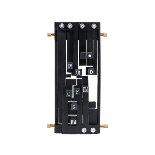 Black automatic guitar chord device for folk playing practice with double chord functionality