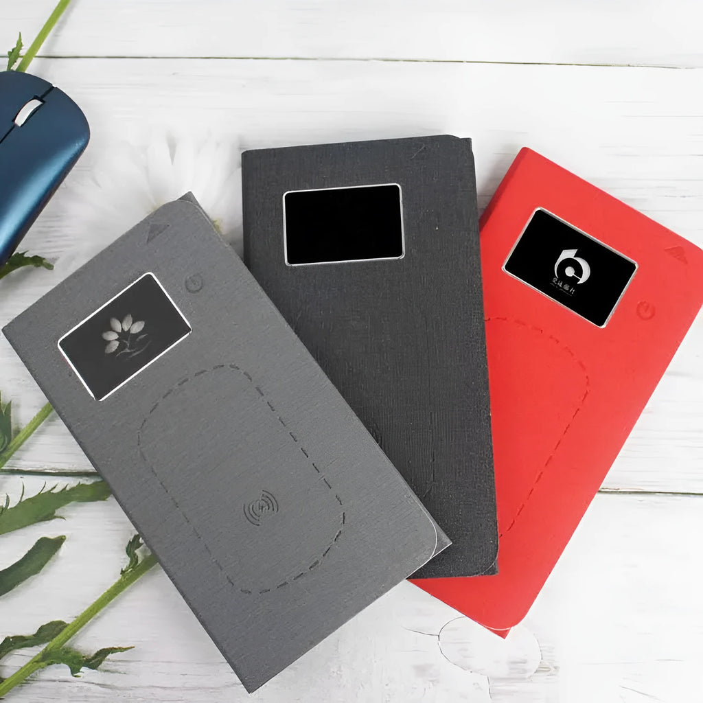 Folding wireless charging mouse pad set showing cloth surface with separate wireless mouse and compact folded size