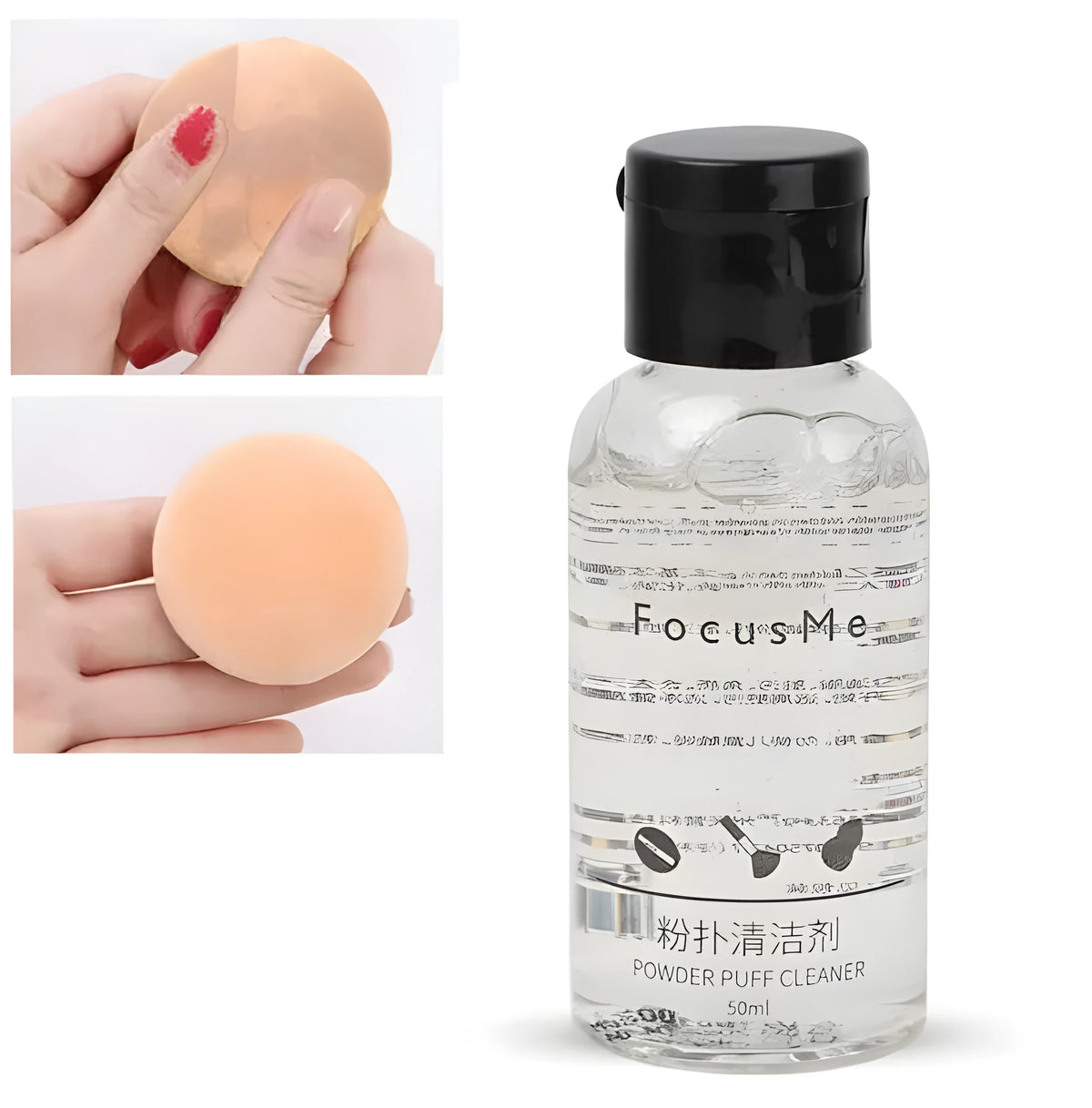50ml makeup brush cleaning liquid bottle with cleaning brush, 9 x 3 x 3cm, for synthetic and natural brushes