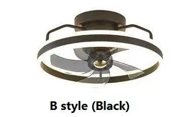 Modern white ceiling fan light with acrylic lampshade and five polycarbonate blades.
