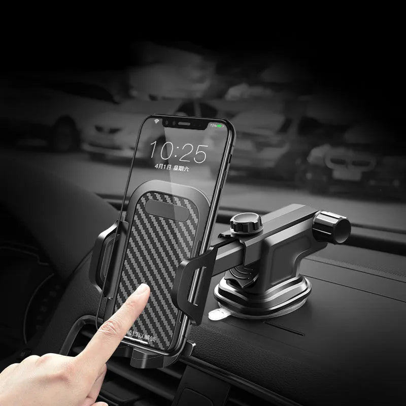 Black car phone holder for mobile phones sized 4 to 7 inches