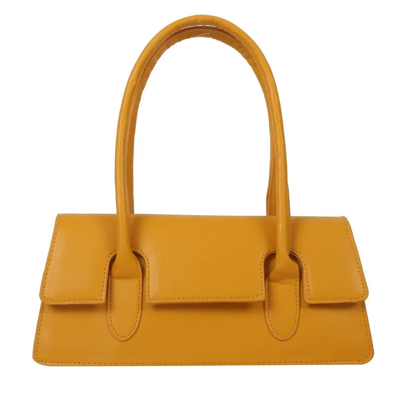 Women's small square shoulder bag in PU leather with stitching details and single strap