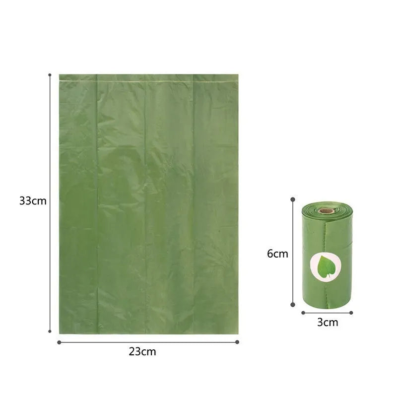 EPI degradable pet waste bag rolls in green, black, blue, and orange colours with a capsule dispenser.