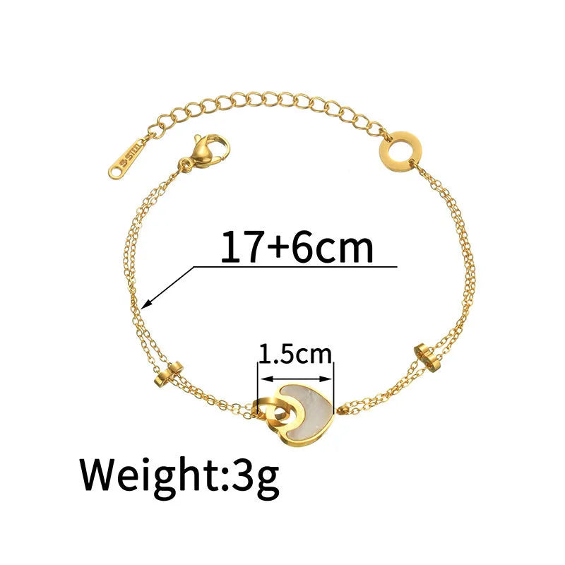 Women's stainless steel bracelet with a double-layer resin heart pendant.