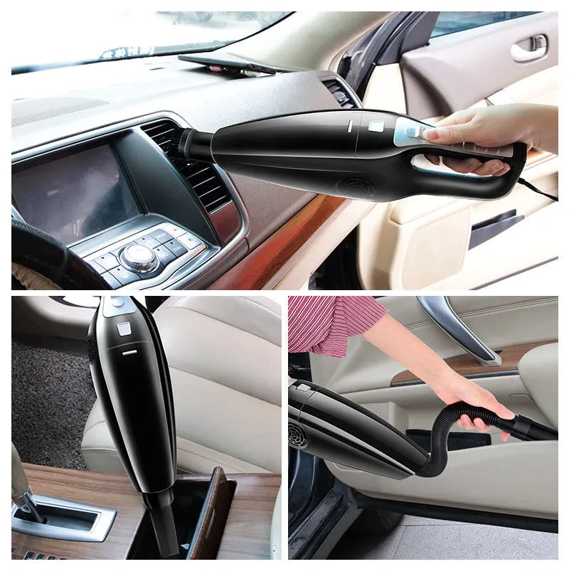Black Hypa car vacuum cleaner with cigarette lighter power cable and compact design