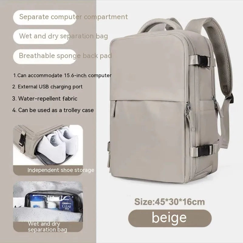 Large capacity waterproof mummy backpack in nylon available in multiple colours including black, mint green, pink, and light blue