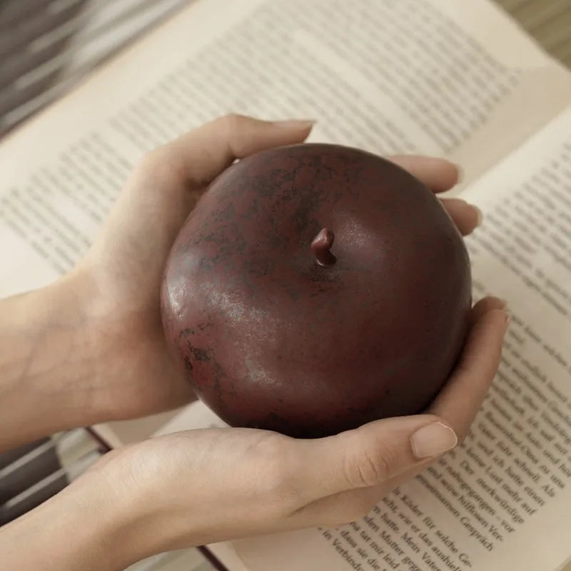 Retro style Chinese ceramic apple desktop ornament in large and small size options.